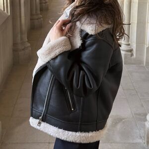 Mango Black and Cream Teddy Jacket